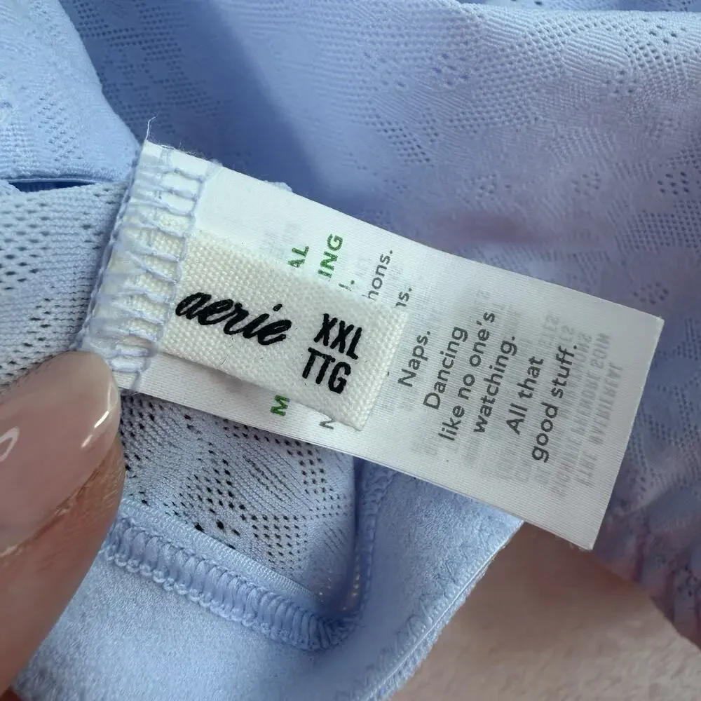 Smoothez By Aerie Sz XXL Lace Bra Top Bralette Baby Blue Comfort Smooth NEW - Picture 8 of 15